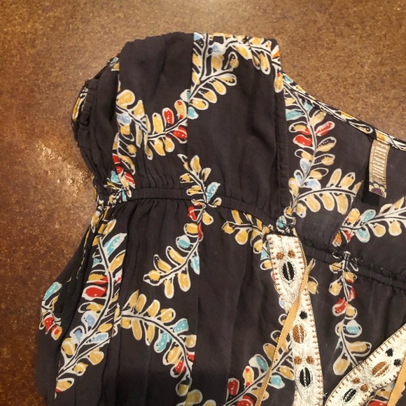 Free People Cap-Sleeve Baby Doll Waist Floral Print Top Sz S - Picture 4 of 12